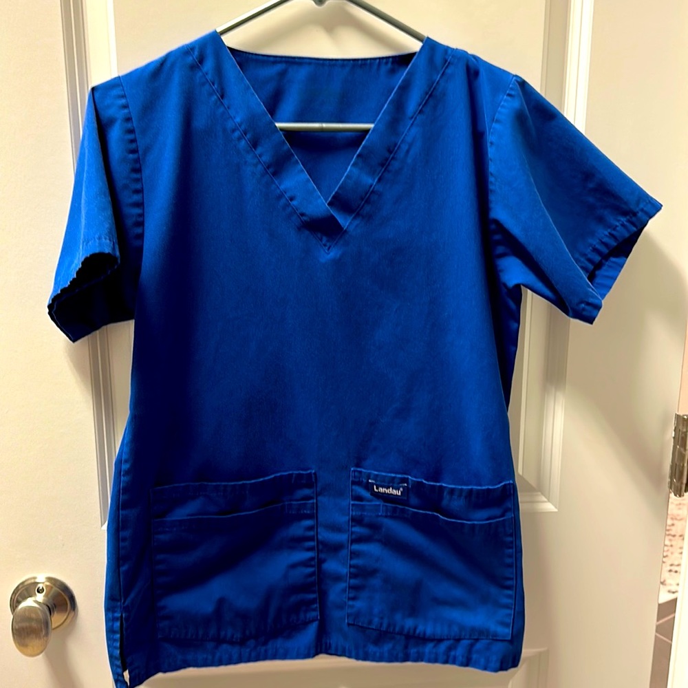 Landau royal blue scrub top size XSM